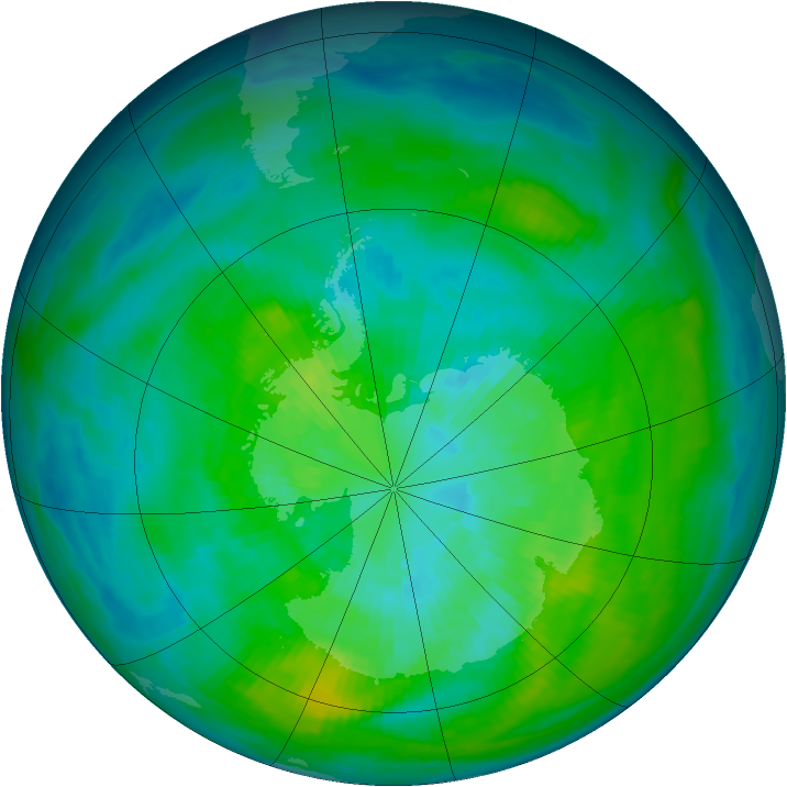 Antarctic ozone map for 24 March 1980